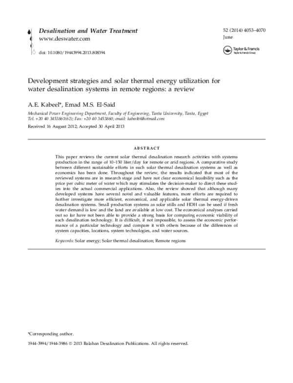 (PDF) Development strategies and solar thermal energy utilization for ...