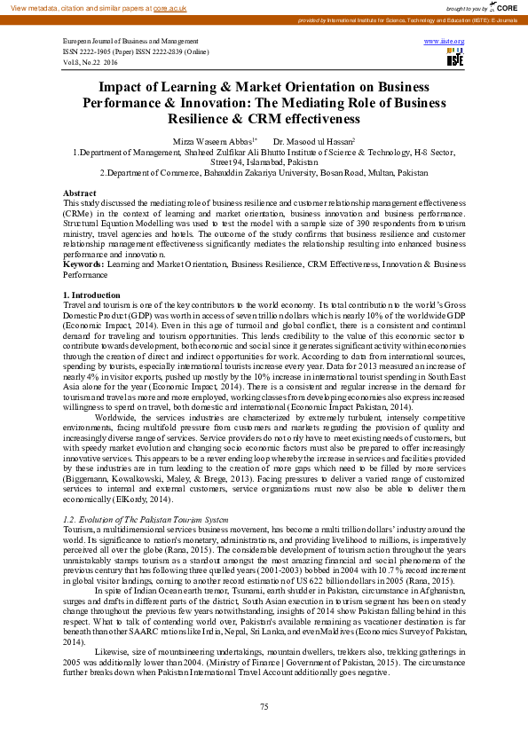 (PDF) Impact of Learning & Market Orientation on Business Performance ...