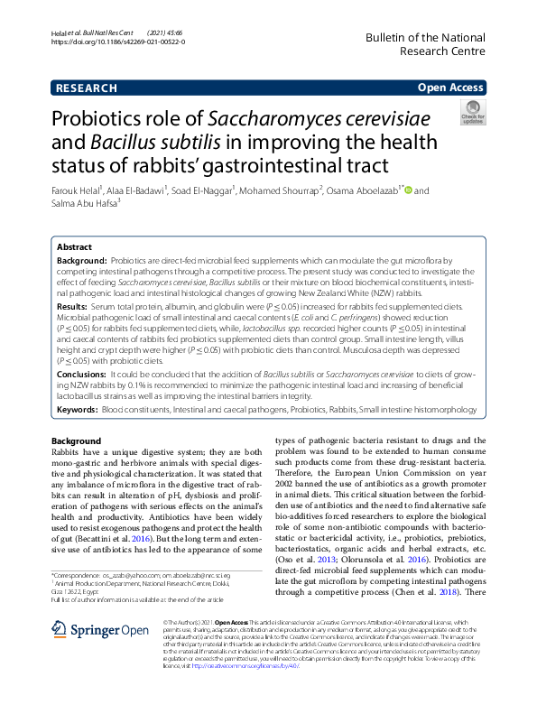 (PDF) Probiotics role of Saccharomyces cerevisiae and Bacillus subtilis