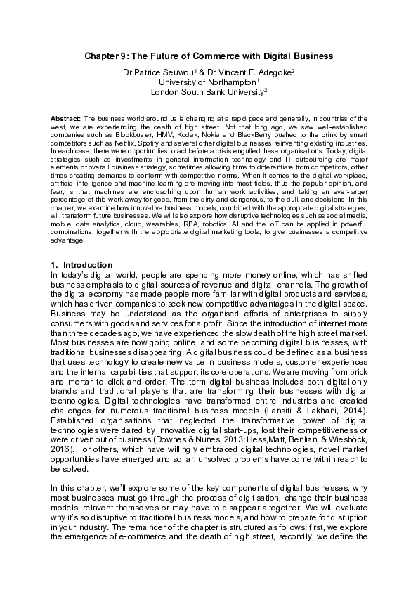 (PDF) The future of commerce with digital business