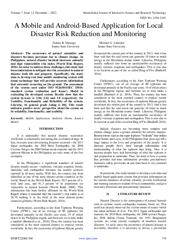 (PDF) A Mobile and Android-Based Application for Local Disaster Risk ...