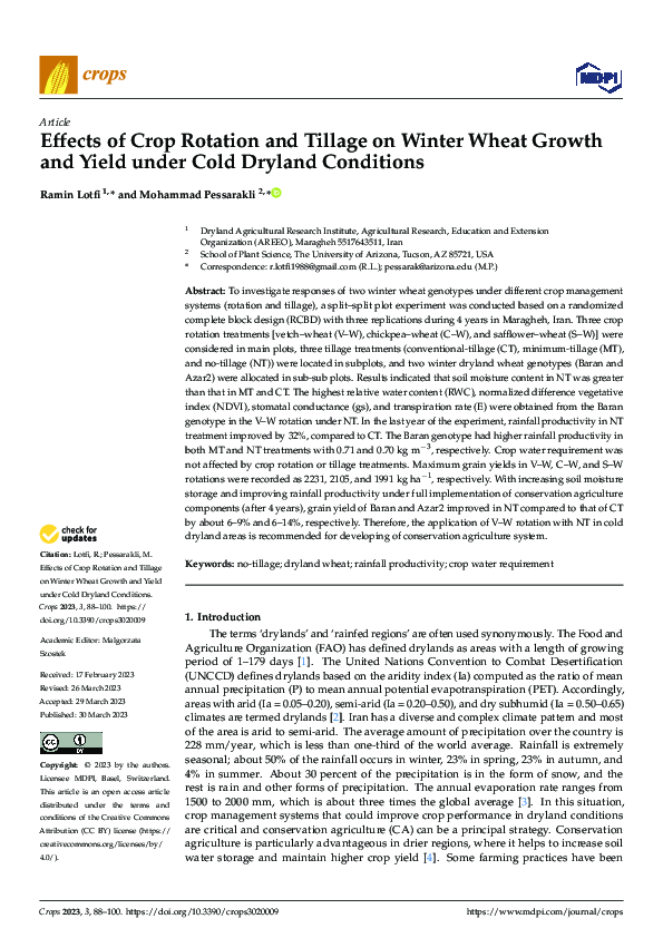 (PDF) Effects of Crop Rotation and Tillage on Winter Wheat Growth and ...