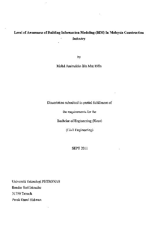 (PDF) Level of Awareness of Building Information Modeling (BIM) In ...
