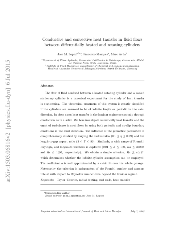 (PDF) Conductive and convective heat transfer in fluid flows between ...