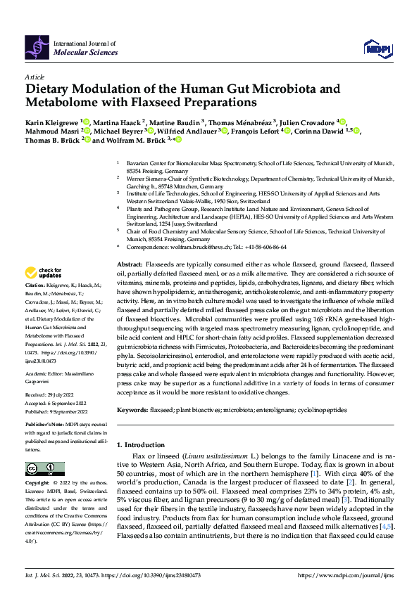 (PDF) Dietary Modulation of the Human Gut Microbiota and Metabolome ...