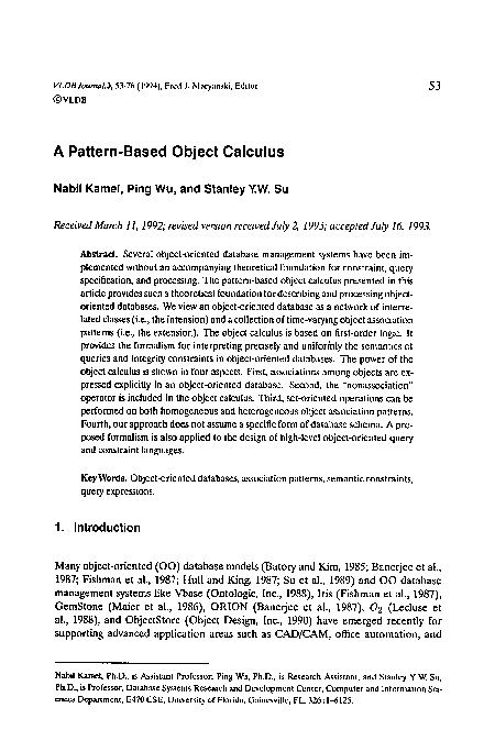 (PDF) A pattern-based object calculus