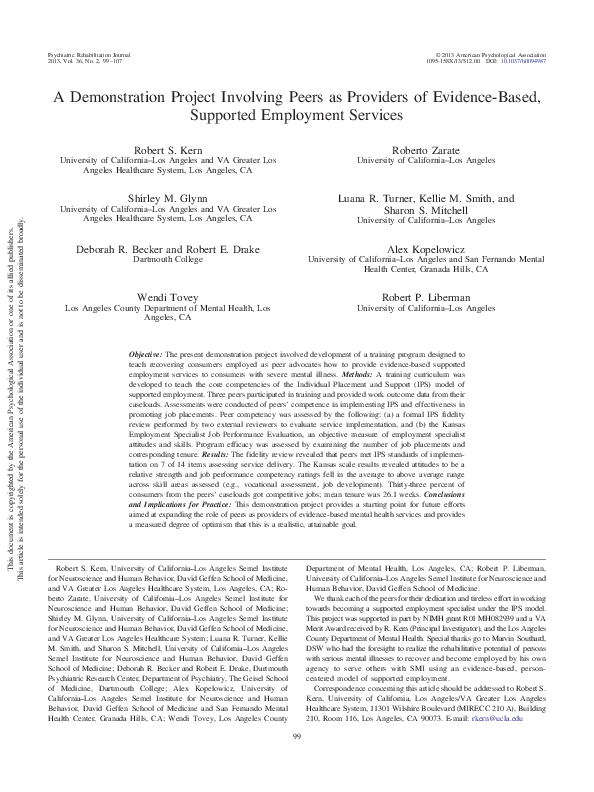 (PDF) A demonstration project involving peers as providers of evidence ...