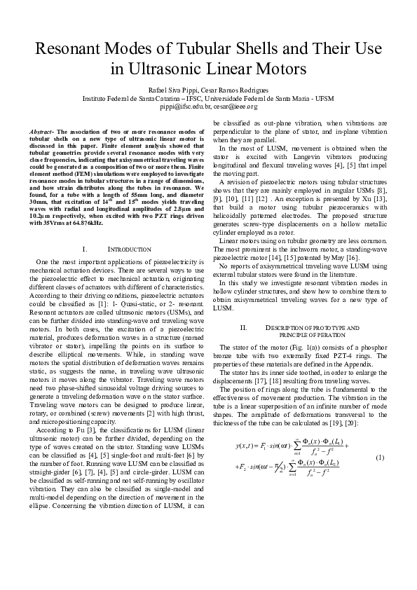 (PDF) Resonant modes of tubular shells and their use in ultrasonic ...