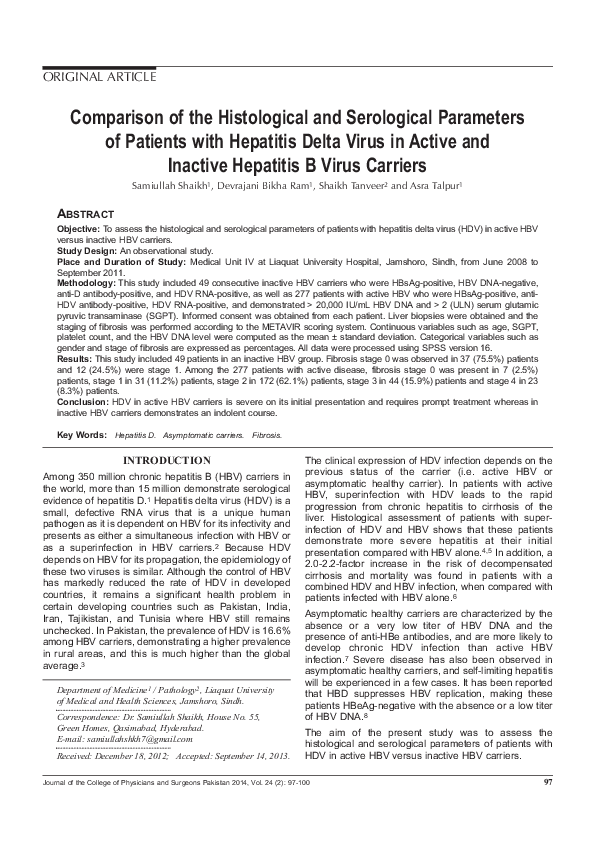 (PDF) Comparison of the histological and serological parameters of ...