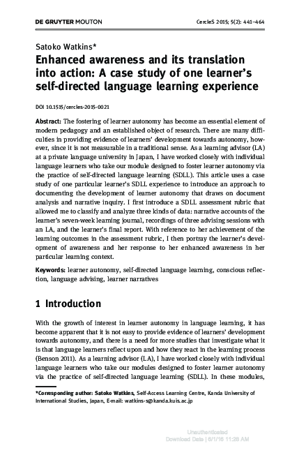 (PDF) Enhanced awareness and its translation into action: A case study ...