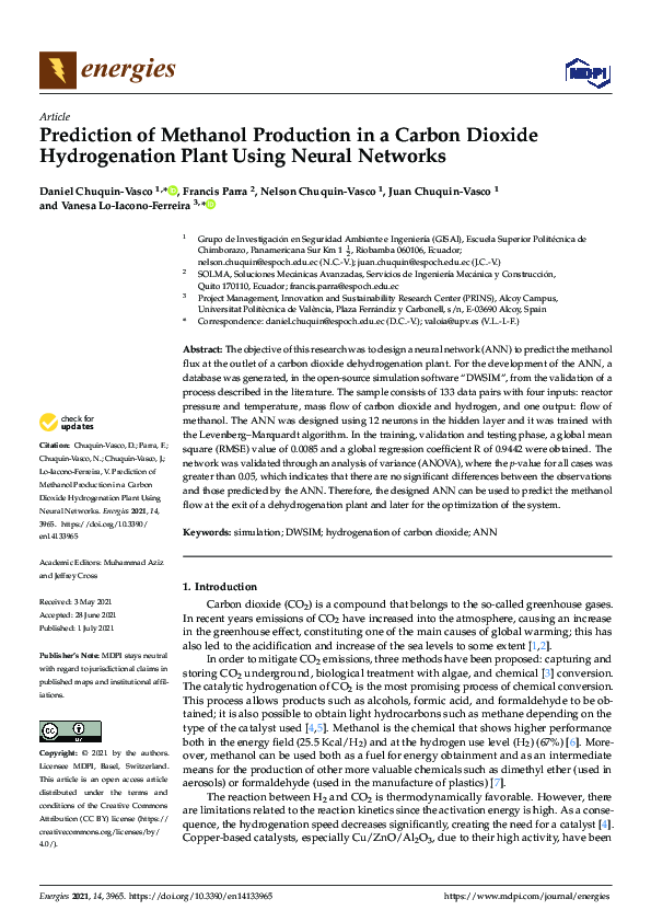 (PDF) Prediction of Methanol Production in a Carbon Dioxide ...