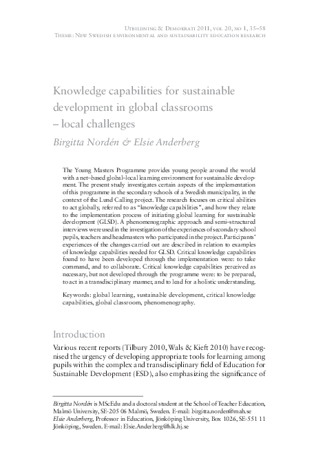 (PDF) Knowledge capabilities for sustainable development in global ...