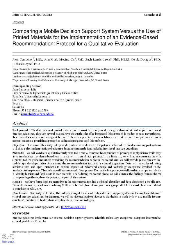 (PDF) Comparing a Mobile Decision Support System Versus the Use of ...