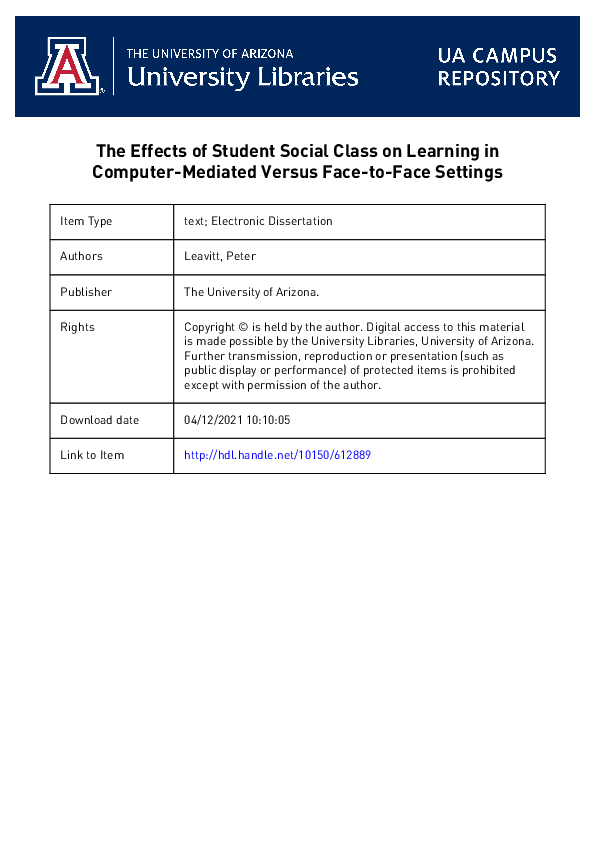 (PDF) The Effects of Student Social Class on Learning in Computer ...