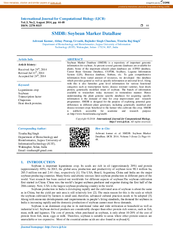 (PDF) SMDB: Soybean Marker Database