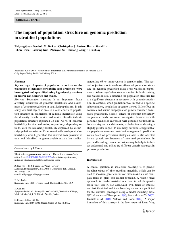 (PDF) The impact of population structure on genomic prediction in ...