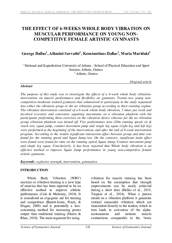 (PDF) The Effect of 6-WEEKS Whole Body Vibration on Muscular ...