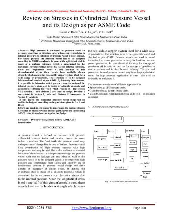 (PDF) Review on Stresses in Cylindrical Pressure Vessel and its Design ...