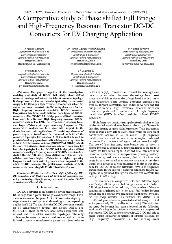 (PDF) A Comparative study of Phase shifted Full Bridge and High