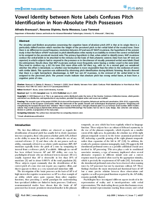 (PDF) Vowel Identity between Note Labels Confuses Pitch Identification ...