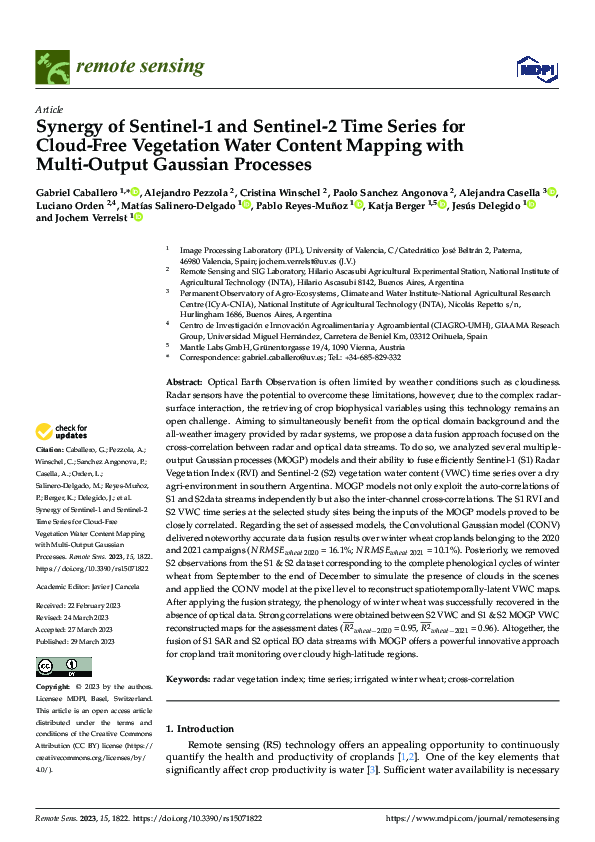 (PDF) Synergy of Sentinel-1 and Sentinel-2 Time Series for Cloud-Free ...