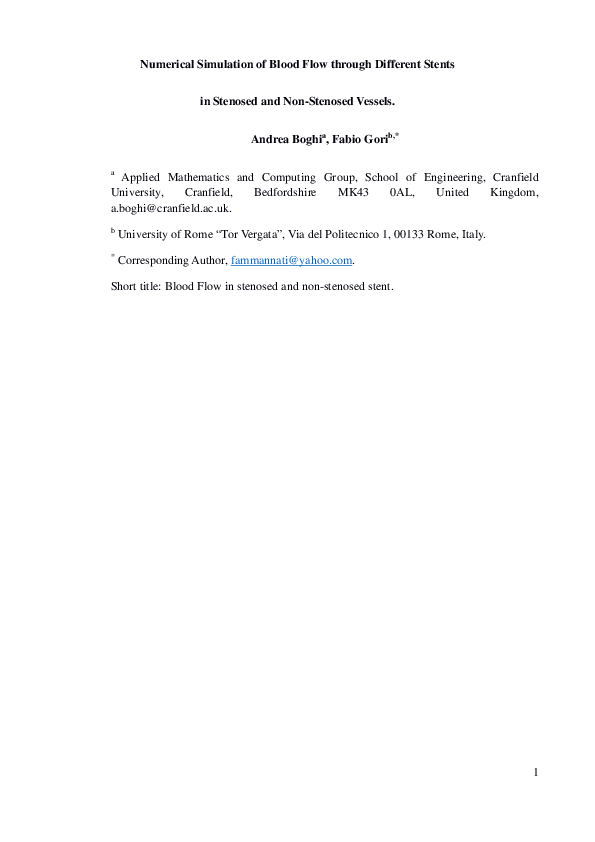 (PDF) Numerical Simulation of Blood Flow through Different Stents in ...