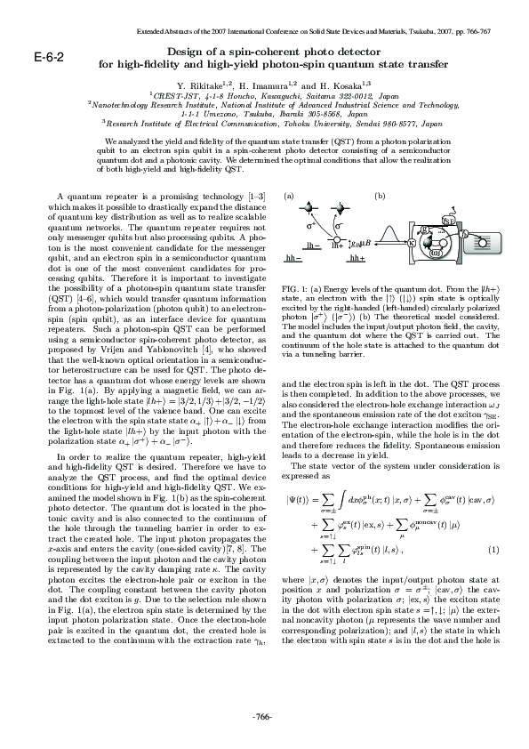 (PDF) Design of a spin-coherent photo detector for high-fidelity and ...