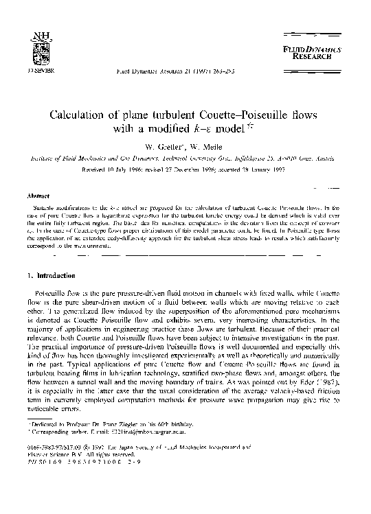 (PDF) Calculation of plane turbulent Couette-Poiseuille flows with a ...