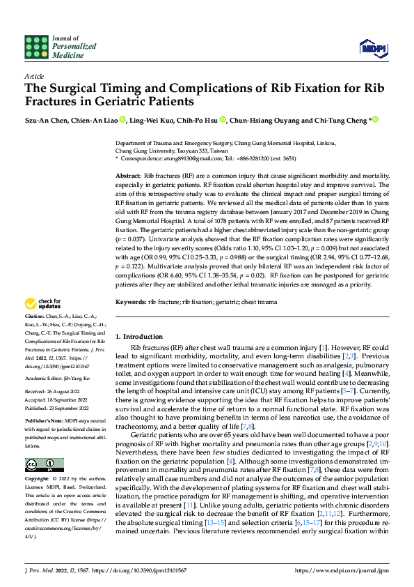 (PDF) The Surgical Timing and Complications of Rib Fixation for Rib ...