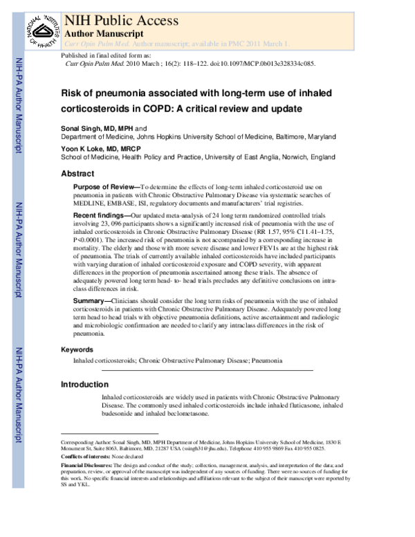 (PDF) Risk of pneumonia associated with long-term use of inhaled ...