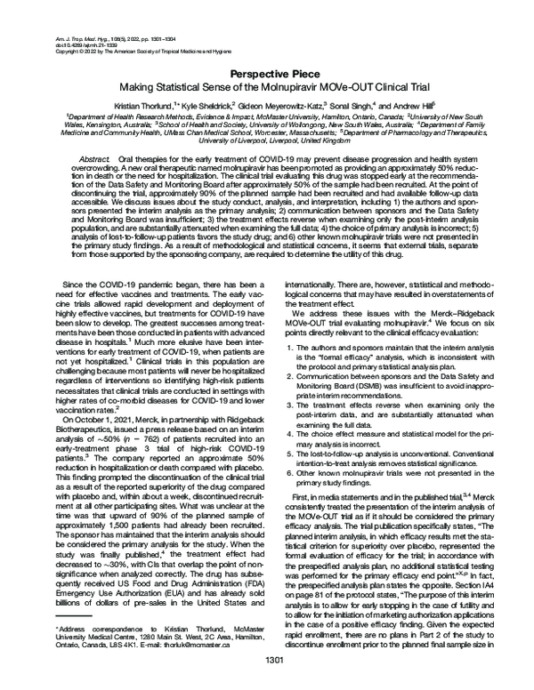 (PDF) Making Statistical Sense of the Molnupiravir MOVe-OUT Clinical Trial