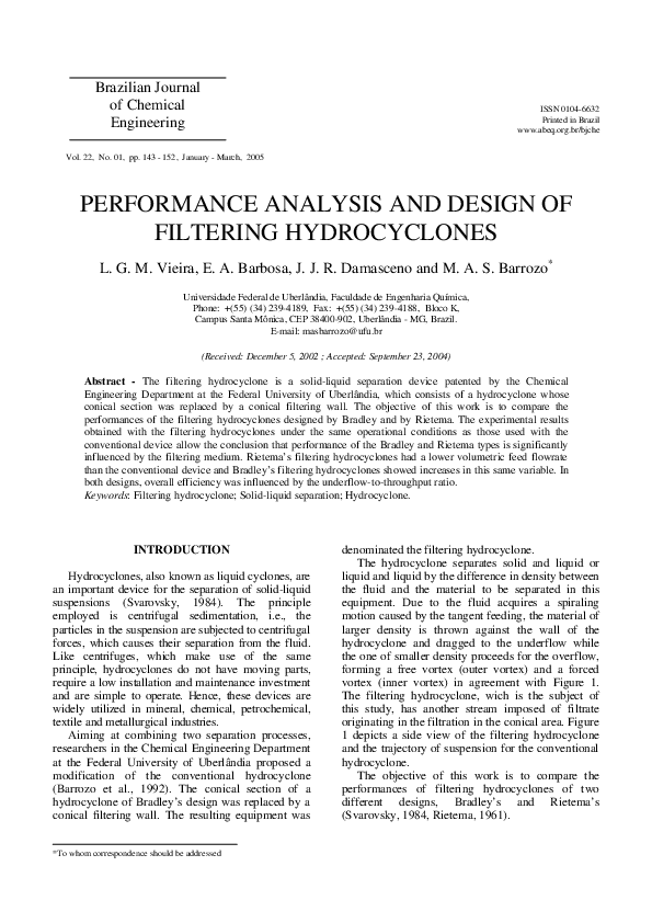 (PDF) Performance analysis and design of filtering hydrocyclones