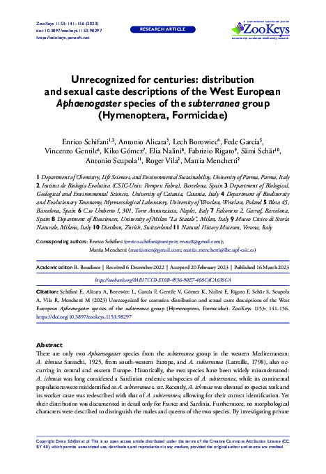 (PDF) Unrecognized for centuries: distribution and sexual caste ...