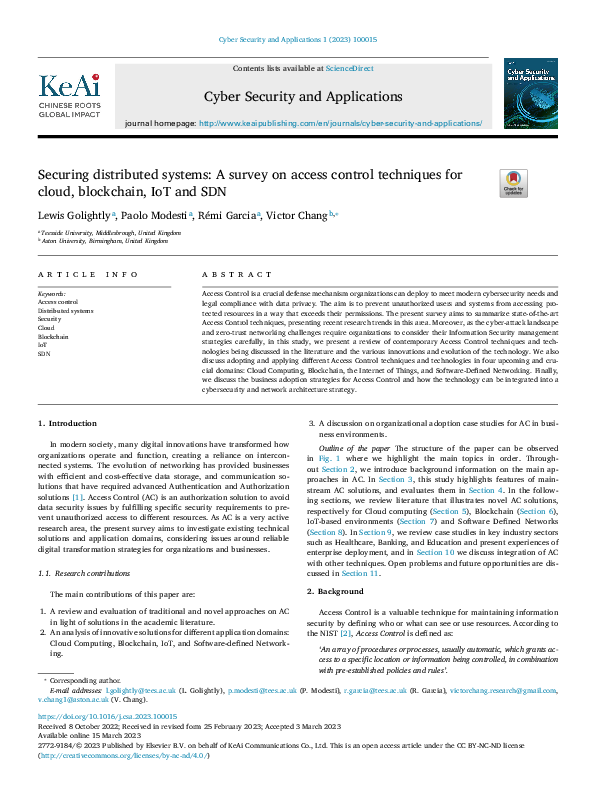 (PDF) Securing Distributed Systems: A Survey on Access Control ...