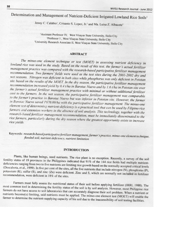 (PDF) Determination and Management of Nutrient-Deficient Irrigated ...