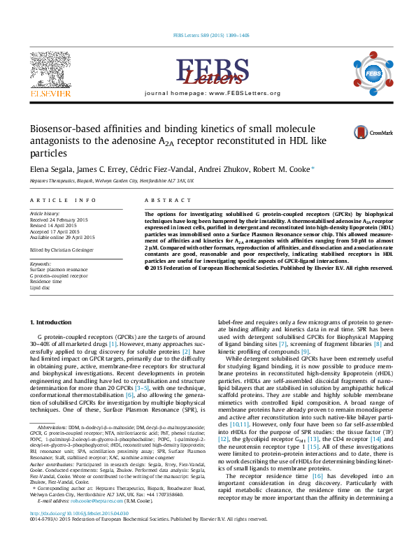 (PDF) Biosensor-based affinities and binding kinetics of small molecule ...