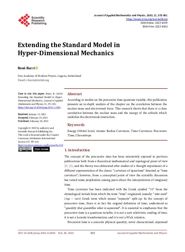 (PDF) Extending the Standard Model in Hyper-Dimensional Mechanics