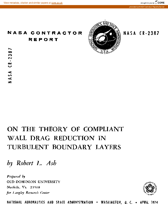 (PDF) On the theory of compliant wall drag reduction in turbulent ...