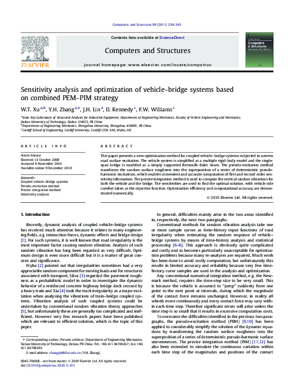 (PDF) Sensitivity analysis and optimization of vehicle–bridge systems ...
