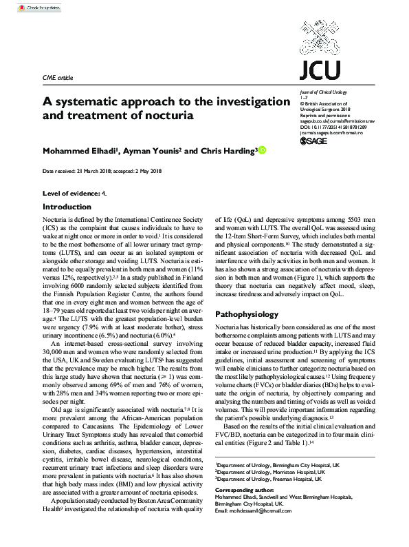 (PDF) A systematic approach to the investigation and treatment of nocturia