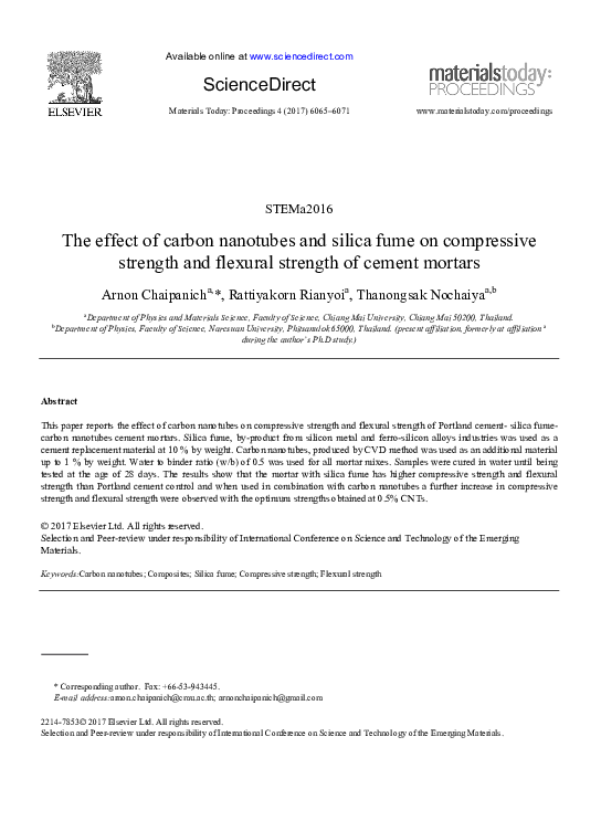 (PDF) The effect of carbon nanotubes and silica fume on compressive ...