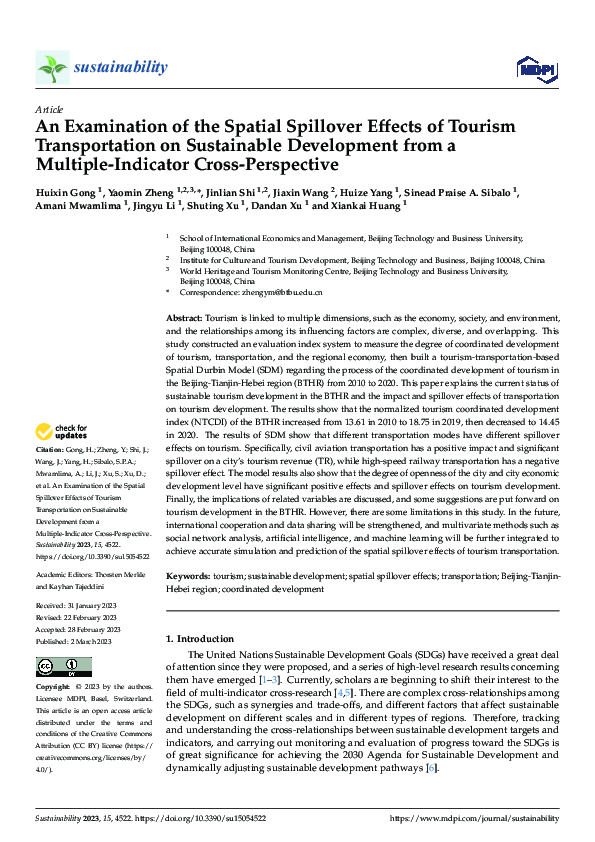 (PDF) An Examination of the Spatial Spillover Effects of Tourism ...