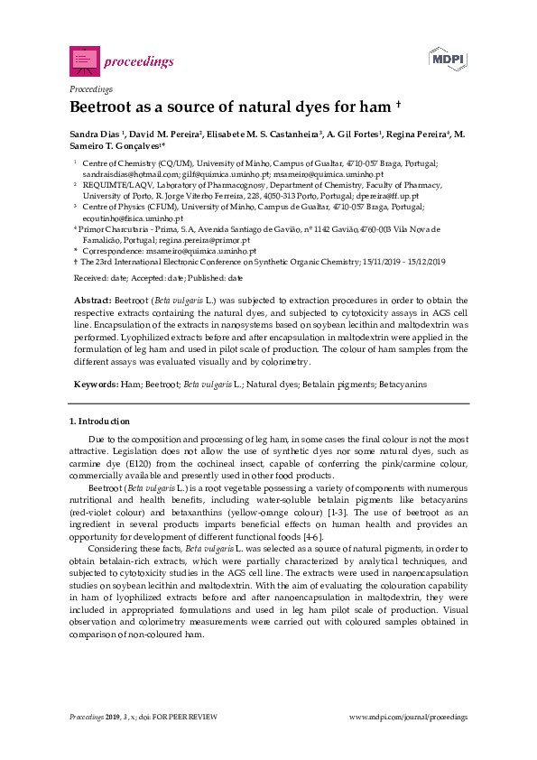 (PDF) Beetroot as a source of natural dyes for ham