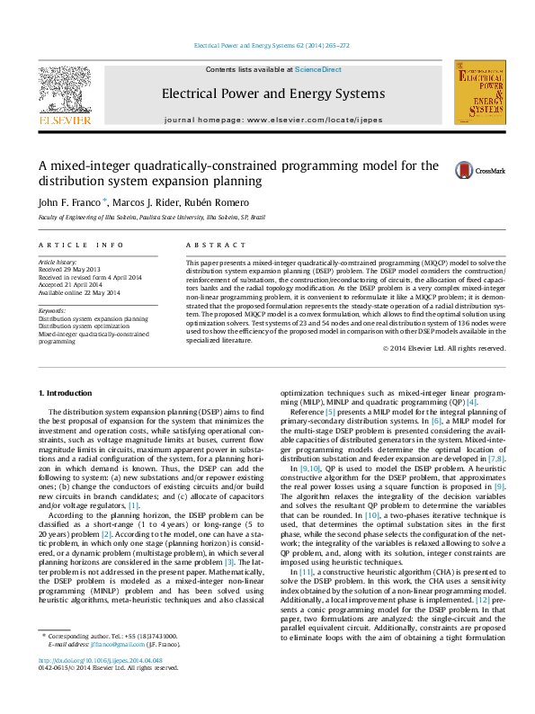 (PDF) A mixed-integer quadratically-constrained programming model for ...