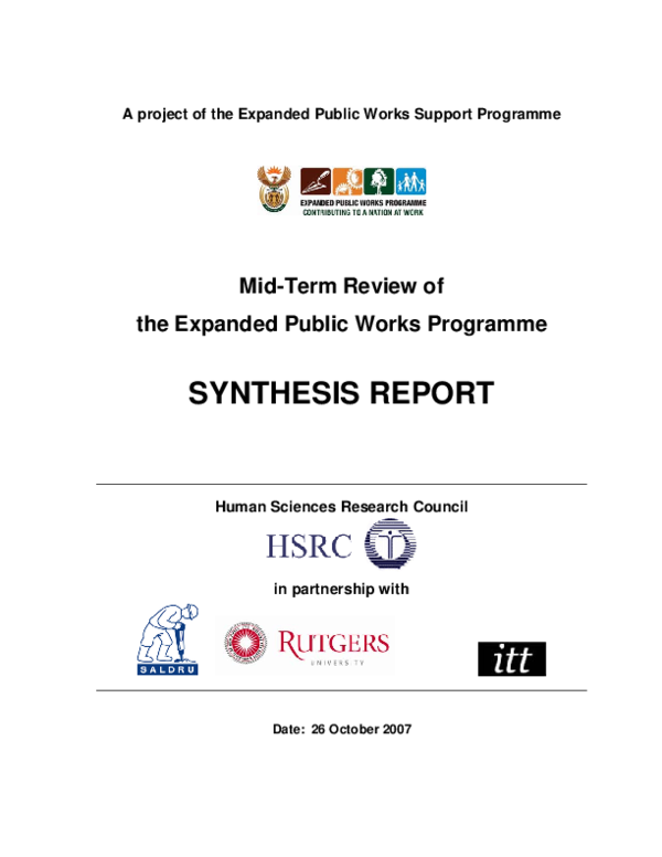 (PDF) Mid-term review of the Expanded Public Works Programme: component ...