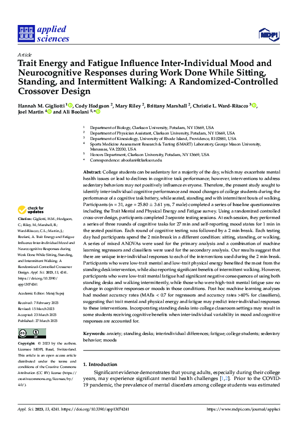 (PDF) Trait Energy and Fatigue Influence Inter-Individual Mood and ...