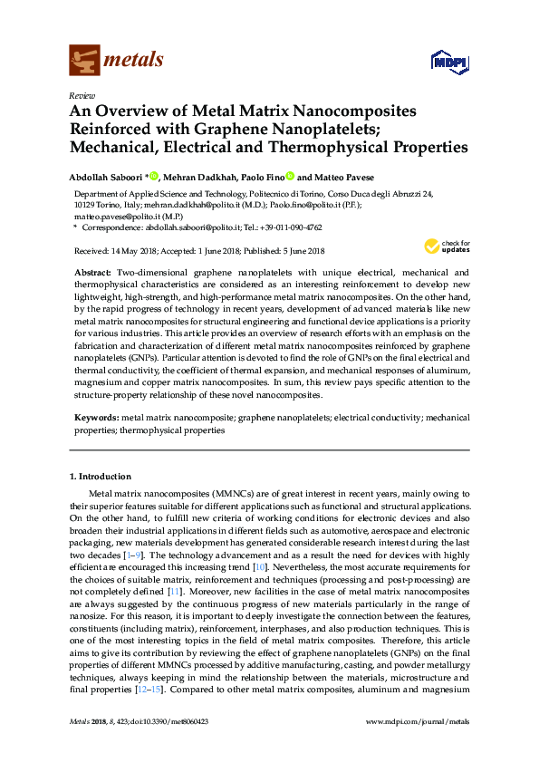 (PDF) An Overview of Metal Matrix Nanocomposites Reinforced with ...