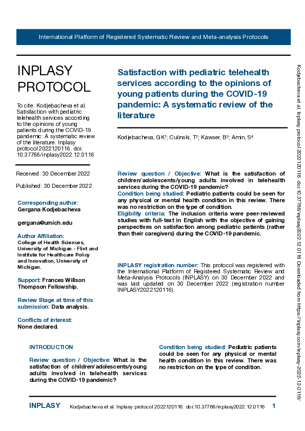 (PDF) Satisfaction with pediatric telehealth services according to the ...