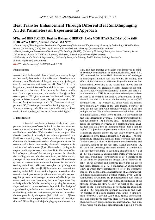 (PDF) Heat Transfer Enhancement through Different Heat Sink/Impinging ...