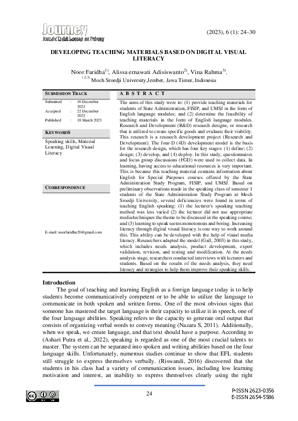 (PDF) Developing Teaching Materials based on Digital Visual Literacy